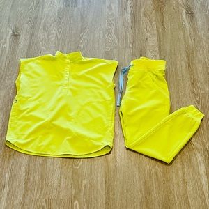 FIGS RAFAELA OVERSIZED SCRUB TOP & ZAMORA JOGGER SCRUB PANT- CITRINE - XXS